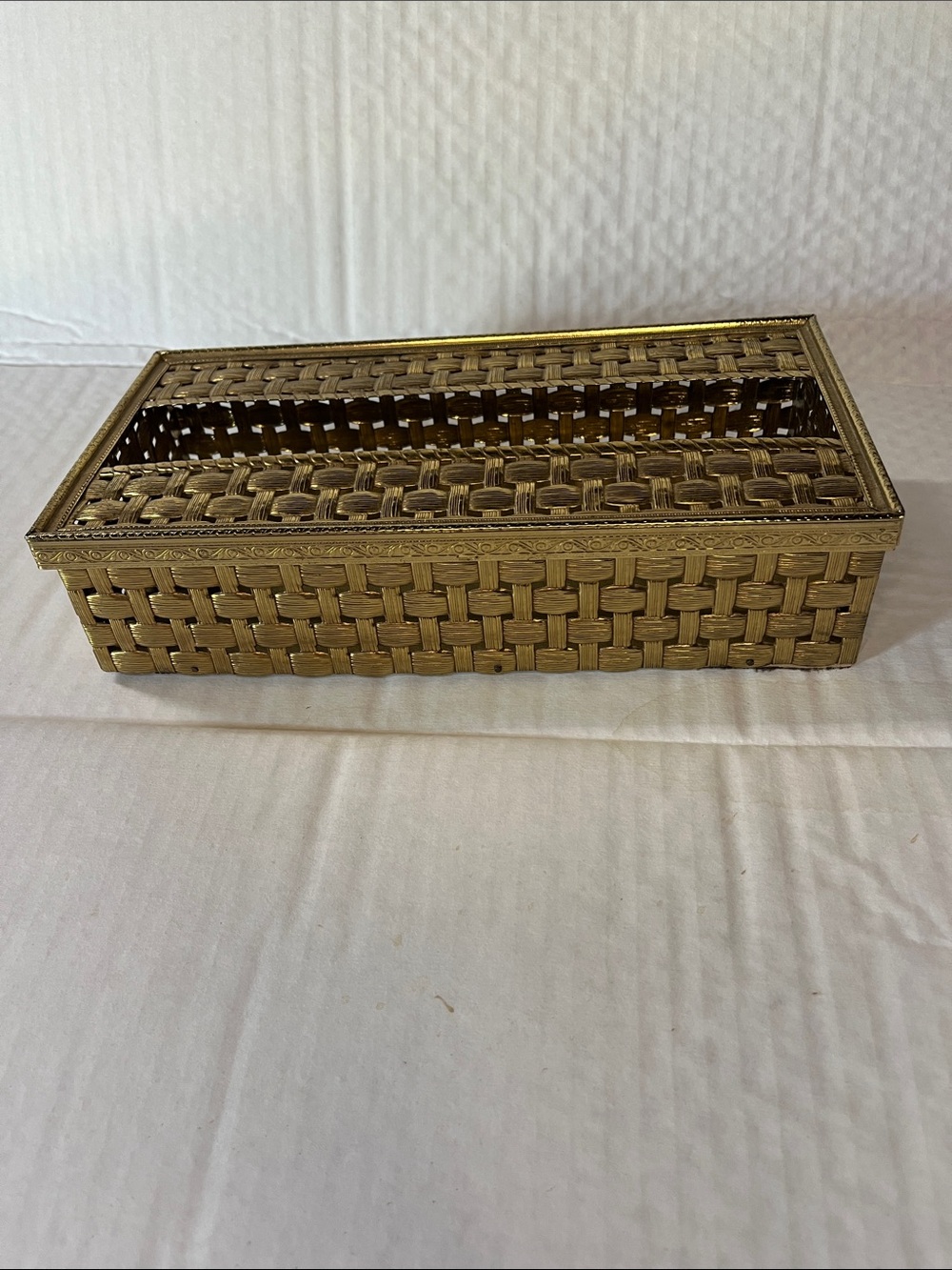 MCM Gold Woven Rectangular Tissue Box Cover